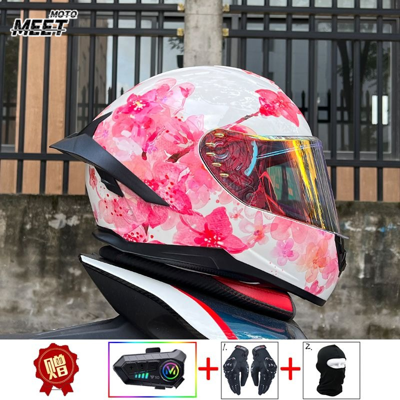 Full Face Motorcycle Helmet With Bluetooth - ORZ Motorrad-Bluetooth-Helm Vier-Jahreszeiten-Motorradhelm für Männer und