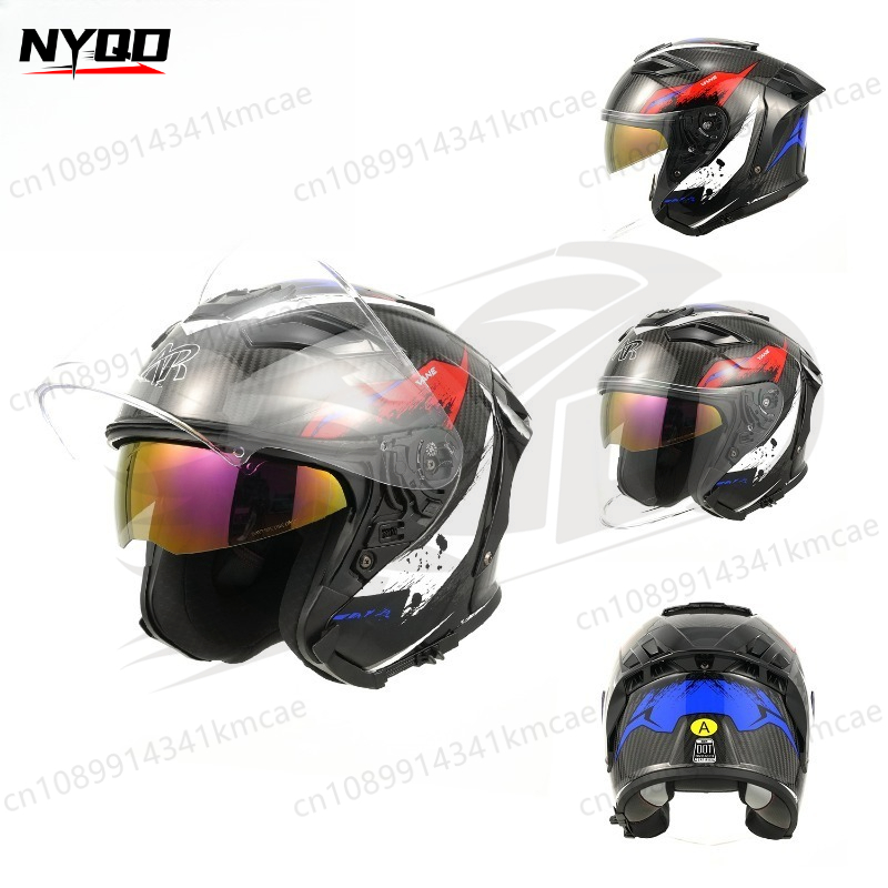 Carbon Fiber Lightweight Motorcycle Helmet - Motorradhelm aus Kohlefaser Dreiviertelhelm Leichtgewichtiger Motorrad-Sicherheitshelm