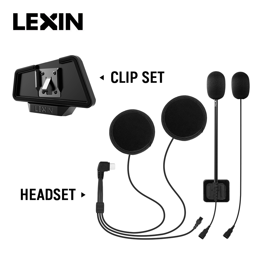 Full Face Motorcycle Helmet With Bluetooth - LEXIN LX-B4FM-X Intercom-Headset & Clip-Set für