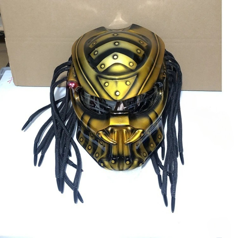 Custom Predator Motorcycle Helmet - Racing Predator Warrior Vollvisier-Motorradhelm, zertifiziert, Retro,