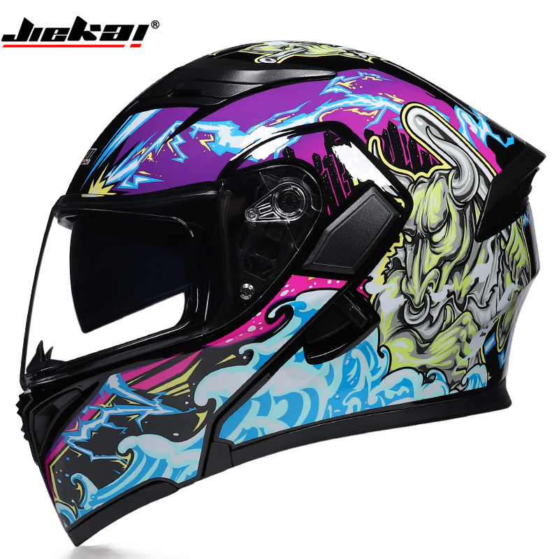 Full Face Motorcycle Helmet With Bluetooth - W Bluetooth Antibeschlag-Integralhelm mit Doppellinse, DOT-Zertifizierung,