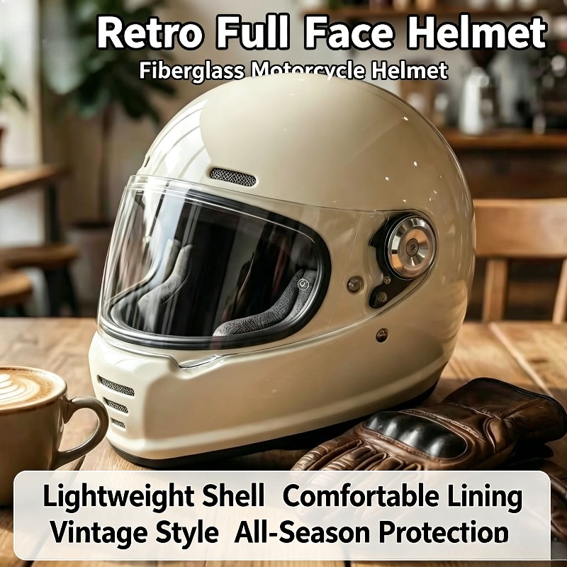 Carbon Fiber Lightweight Motorcycle Helmet - Kohlefaser-Retro-Helm Motorrad-Vollhelm Fiberglas-Cruise-Helm Leichtgewichtiges Gehäuse