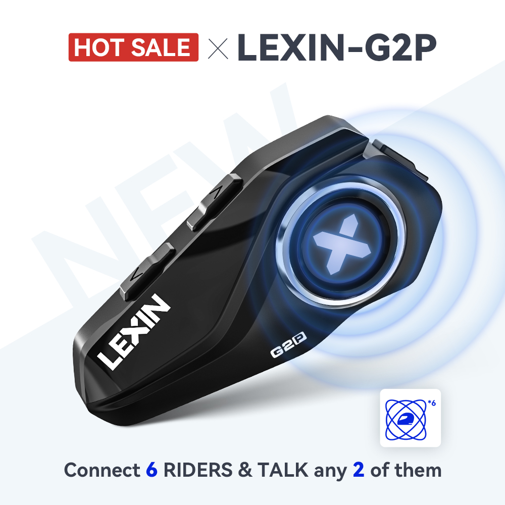 Universal Motorcycle Helmet Intercom Headset - Lexin G2P Motorrad-Gegensprechanlage, Helm-Bluetooth-Headsets, Freisprech-Kommunikator für