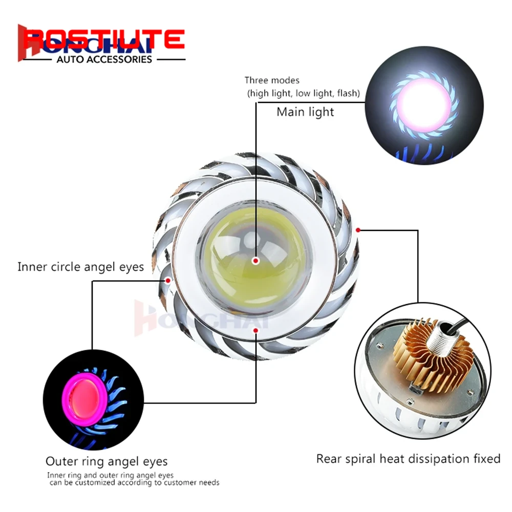 Fern-/Abblendlicht Double Ange – Universal Motorcycle Led Headlight Projector Bewertung und Preis