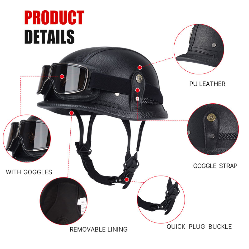 Deutscher halber Vintage-Helm, – Vintage Open Face Retro Helmet Bewertung und Preis